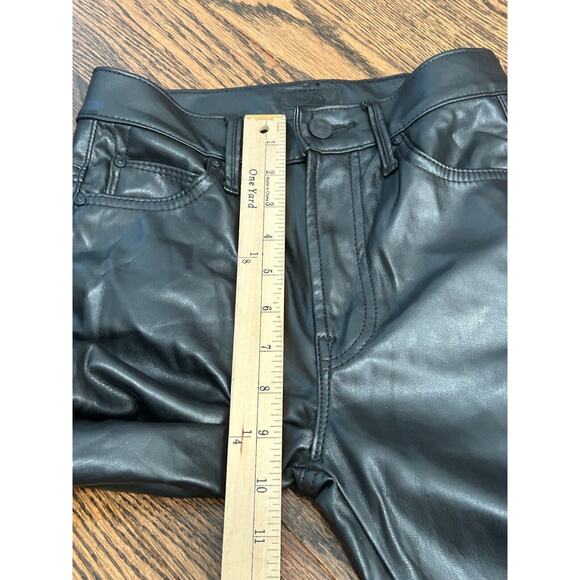 Mother Women's Mid Rise Faux Leather The Insider Ankle Jeans in Black Size 23 - Picture 13 of 14